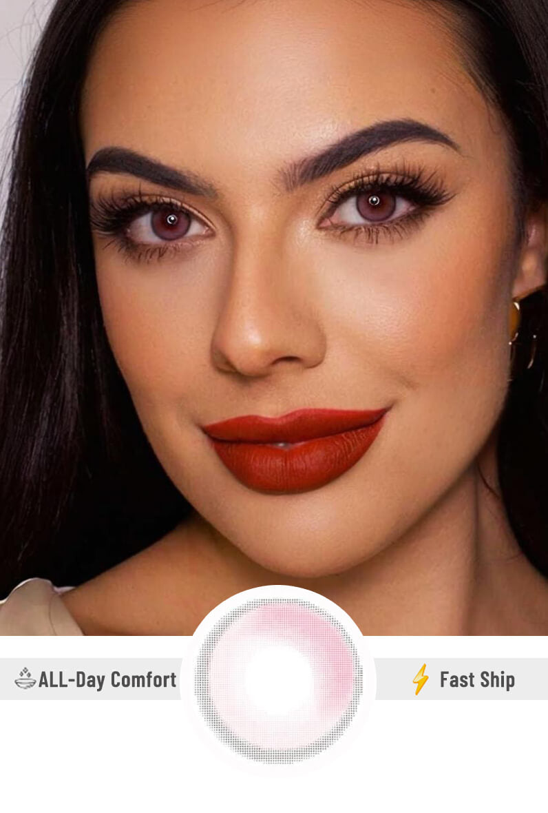 Burgundy Lipstick & Pink Colored Lenses Match