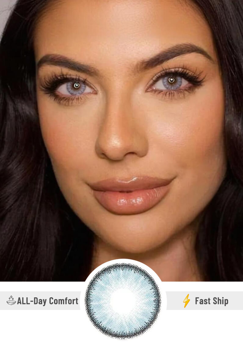 Milk Tea Lipstick & Blue Colored Lenses Match